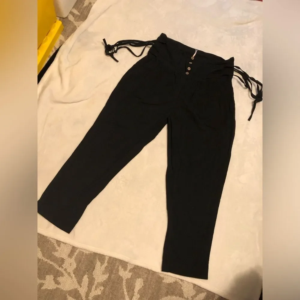 Free people highwaisted button front side drawstrings cotton pants, size small P